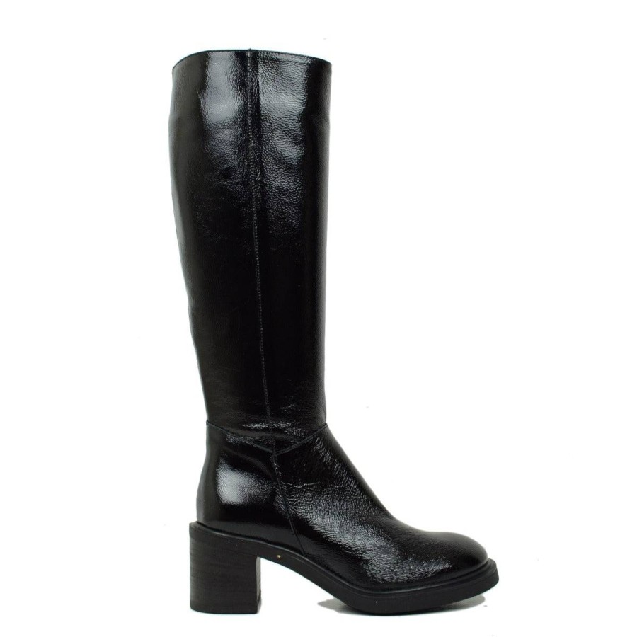 KikkiLine  Stivali Donna Cavallerizza Neri In Pelle Con Gambale Rigido «  Kikkboots